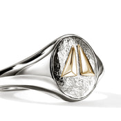 Split Gate Signet Ring, Gold, Sterling Silver|RMZZ98851