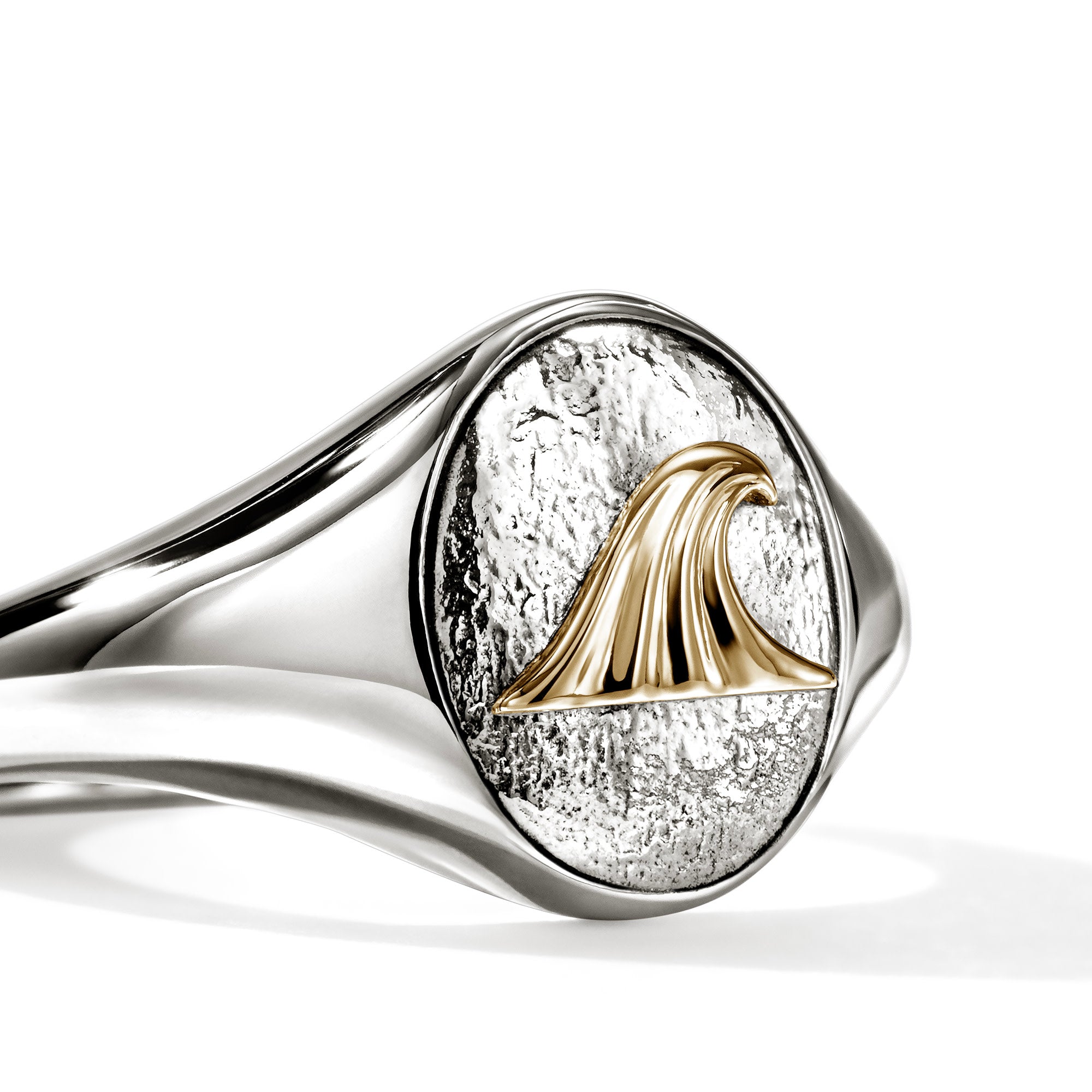 Wave Signet Ring, Gold, Sterling Silver|RMZZ98852 – John Hardy