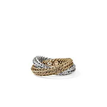 Kami Chain Crossover Ring, Gold, Sterling Silver, 4.5MM|RZZ900825