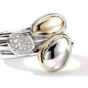 Pebble Stacking Ring Trio, Gold, Sterling Silver, Diamonds|RZZP9721332DI
